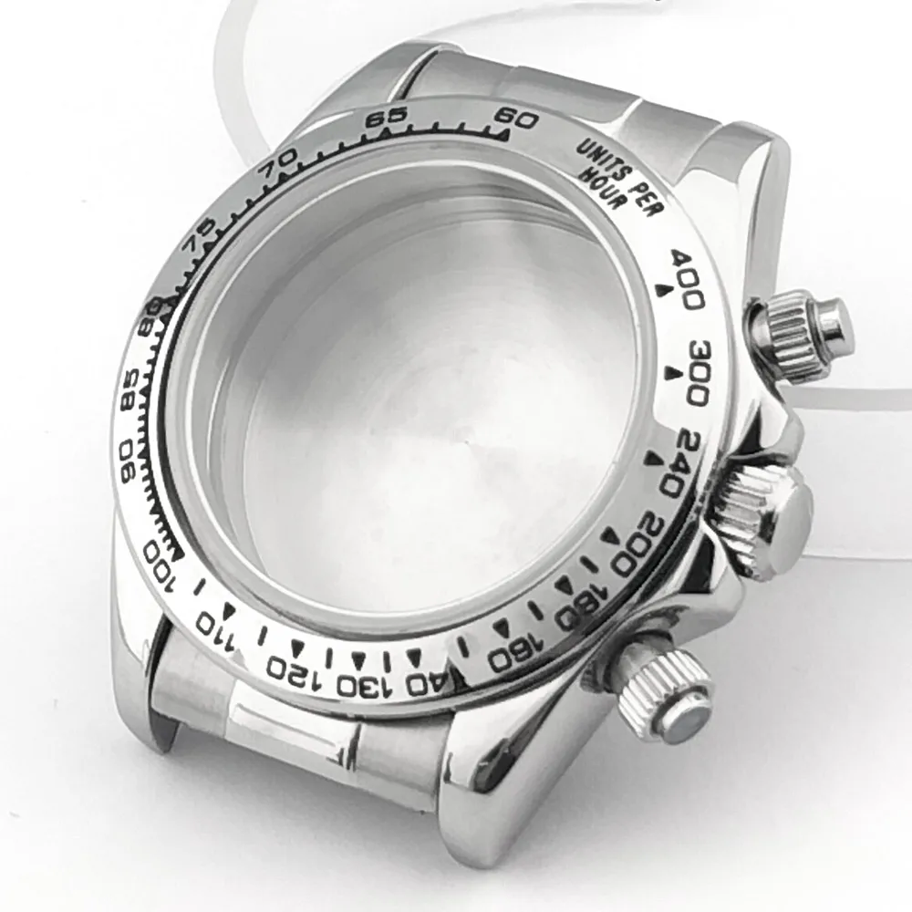 39,3-mm-Uhrgehäuse aus Metall, Gummiarmband, Saphirglas, passend für das VK63-Uhrwerk, silberfarben, roségoldfarben, schwarz, Uhrenzubehörteile, kann zusammengebaut werden. – Detail 12