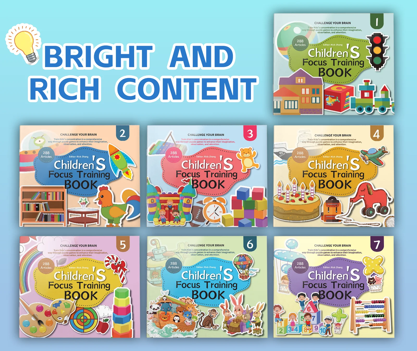 7PCS Children Focus Training Books Set – Attention & Concentration Activity Workbook for Early Learning Preschool Kids