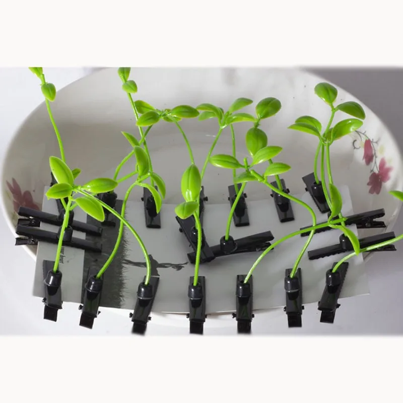 2025 New Simple Korean Green Sprout Grass Hair Clip Plant Bean Hair Cute Hairpin for Women Girls  Hair Plant Accessories Gifts image 6