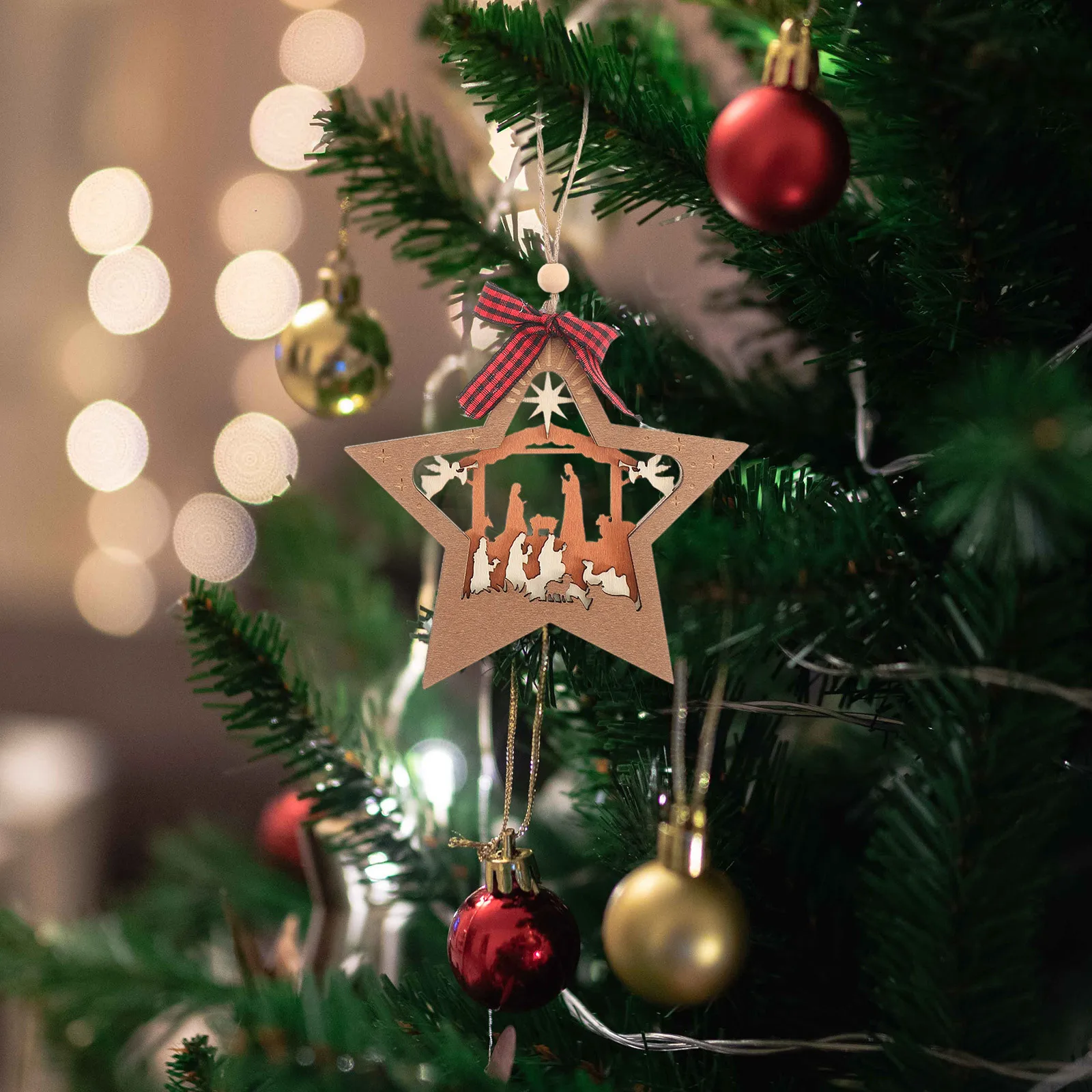 

Wooden Nativity Scene Ornament Detailed Xmas Tree Hanging Decoration Christmas Nativity Scene Christmas Hanging Ornament