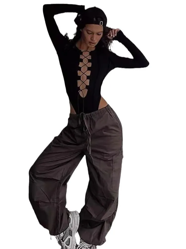 بدلة قفز طويلة بقصة ضيقة بدلة نسائية مخططة موضة صيف 2023 بخصر متوسط وخمسة أطوال من قماش الليكرا