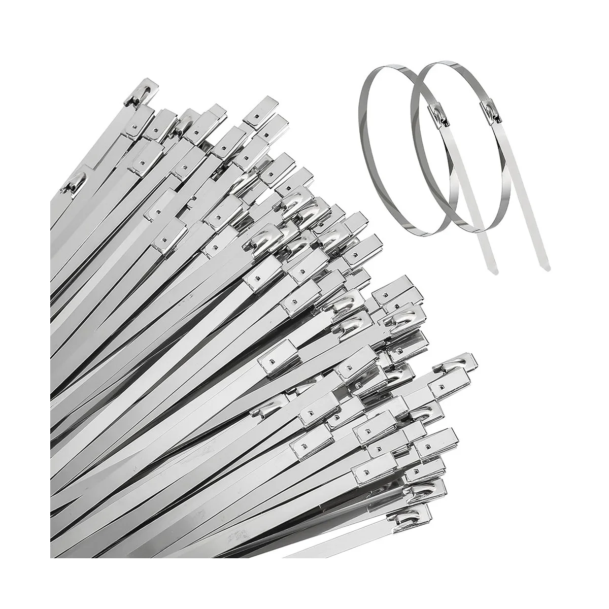 Metal Zip Ties Heavy Duty Self-Locking Stainless Steel Cable Ties for Machinery, Vehicles, and More (11.8 inch, 100pcs)