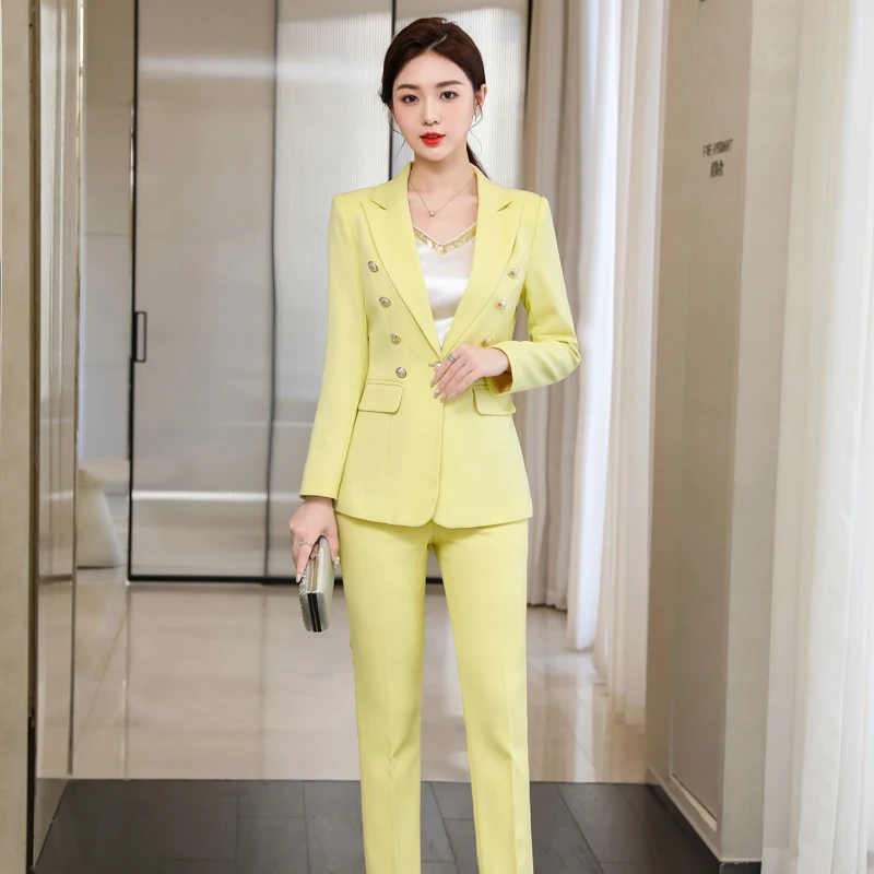 High Quality Fabric Autumn Winter Women Professional Business Suits with Pants and Jackets Coat Pantsuits Blazers Trousers Set