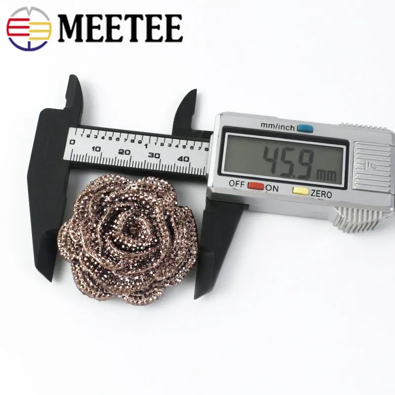 5/10Pcs Meetee 46mm Plastic Resin Rhinestone Button Rose Flower Overcoat Shirt Decorative Buckle DIY Garment Sewing Accessories