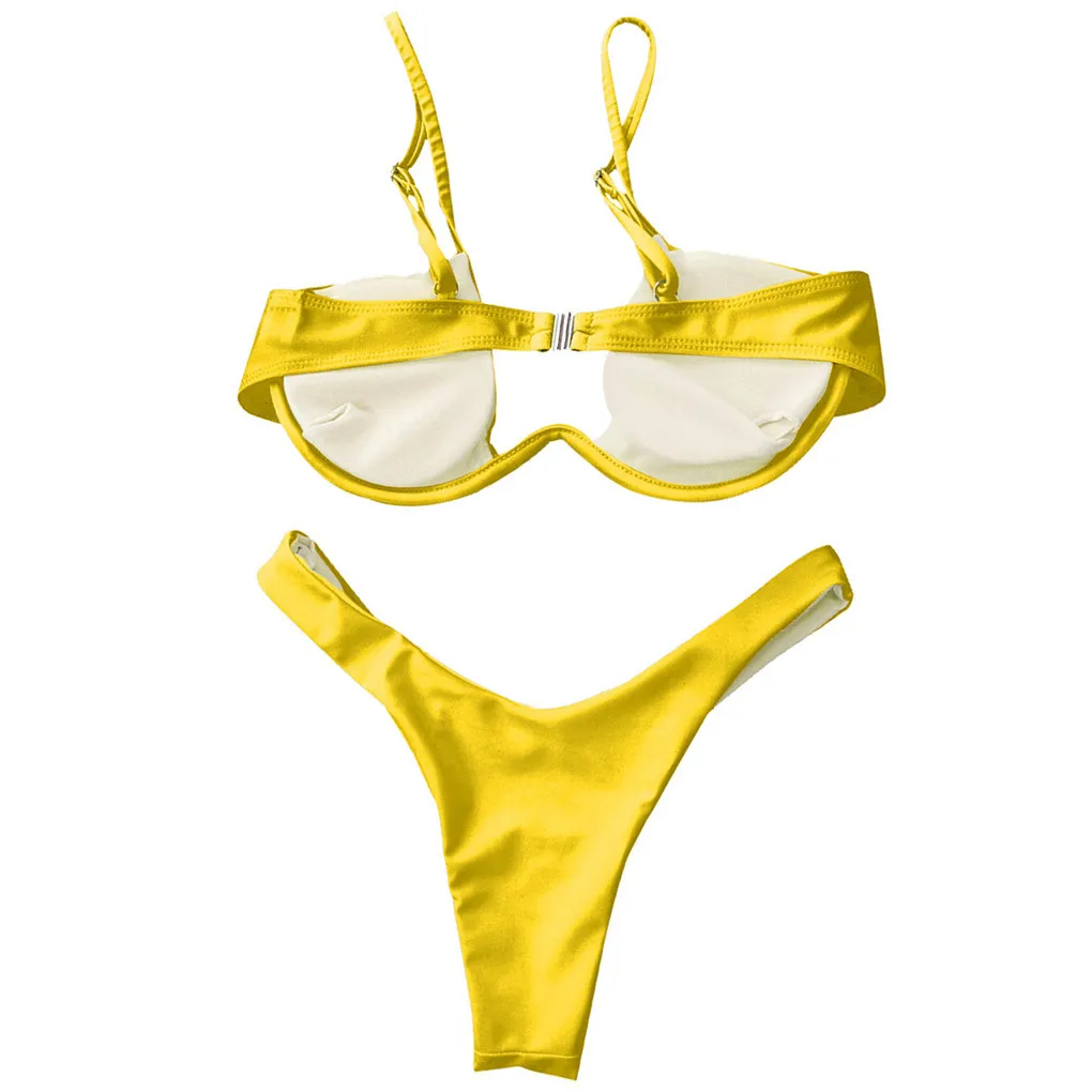 

Женский комплект купальников со стальными кронштейнами, эластичный купальник, полиэстер, летний купальный костюм L