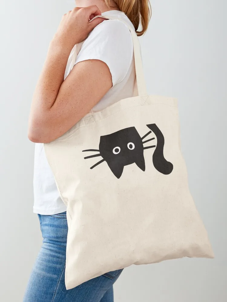 

Funny Black Cat Tote Bag eco pack canvas shopping bag tote bag screen Canvas shoulder