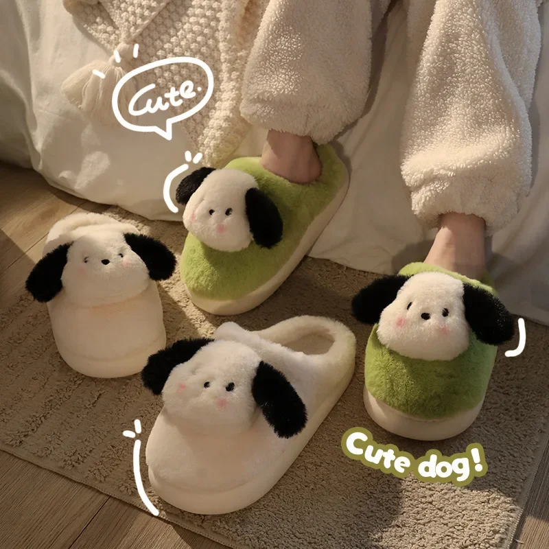 Kawaii Sanrio Pochacco Cotton Slipper Cartoon Couple Indoor Home Warm / Non Slip Shoes Boys and Girls Winter Plush Cotton Towers