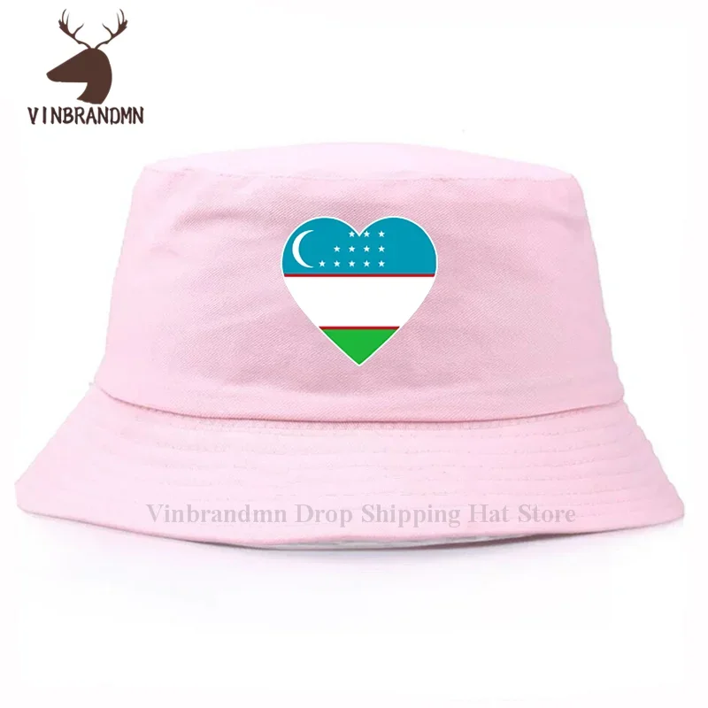 Uzbekistani Heartbeat I Love Uzbekistan Country Flag Heart Family bucket hat 2022 fashion cool baseball cap 100% cotton sun hat