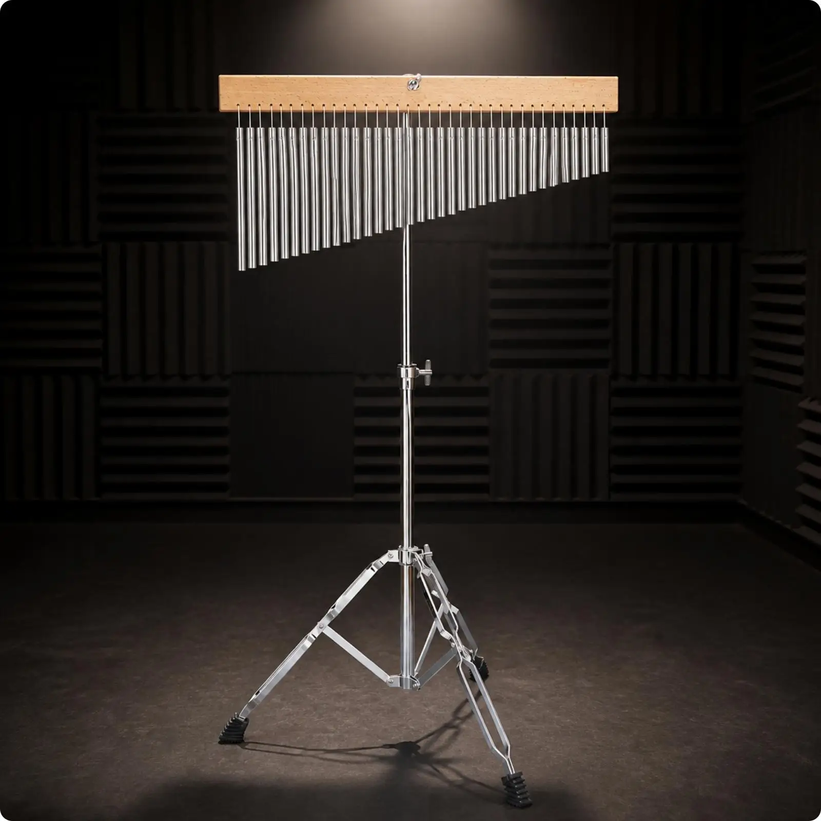 Metal Wind Chime Percussion 36 Graduated Tones Silver Finish with Stand for Artist Stage and Training Use