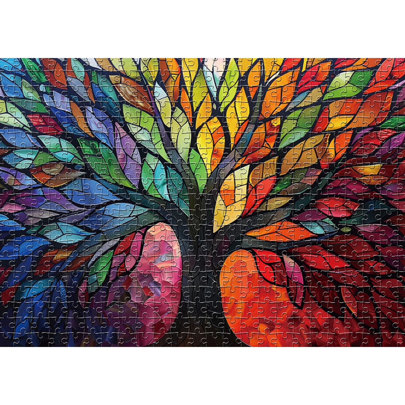 1000-teiliges farbiges Baum-Puzzle, Heimdekoration, Puzzlespiele für Erwachsene, Familienspaß, Bodenpuzzles, Lernspielzeug für Kinder