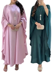 Ramadán Eid satinado Abaya Turquía Islam musulmán Maxi vestido, ropa de oración para mujer, caftán Kebaya, bata marroquí