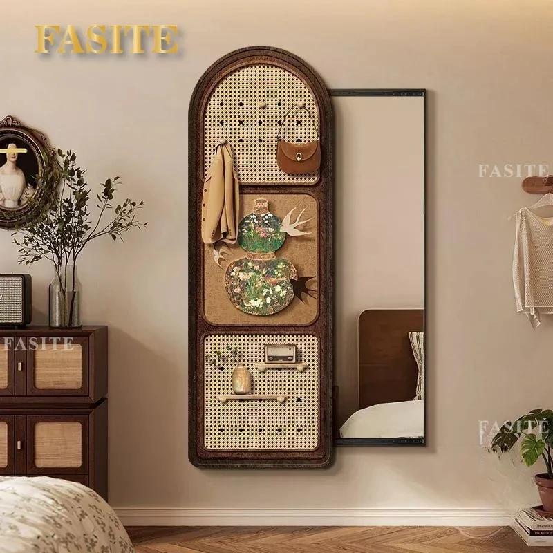 For Ancient Style Creative Entrance Decorative Sliding Mirror Hidden Full Body Dressing Mirror Wall Hanging Painting