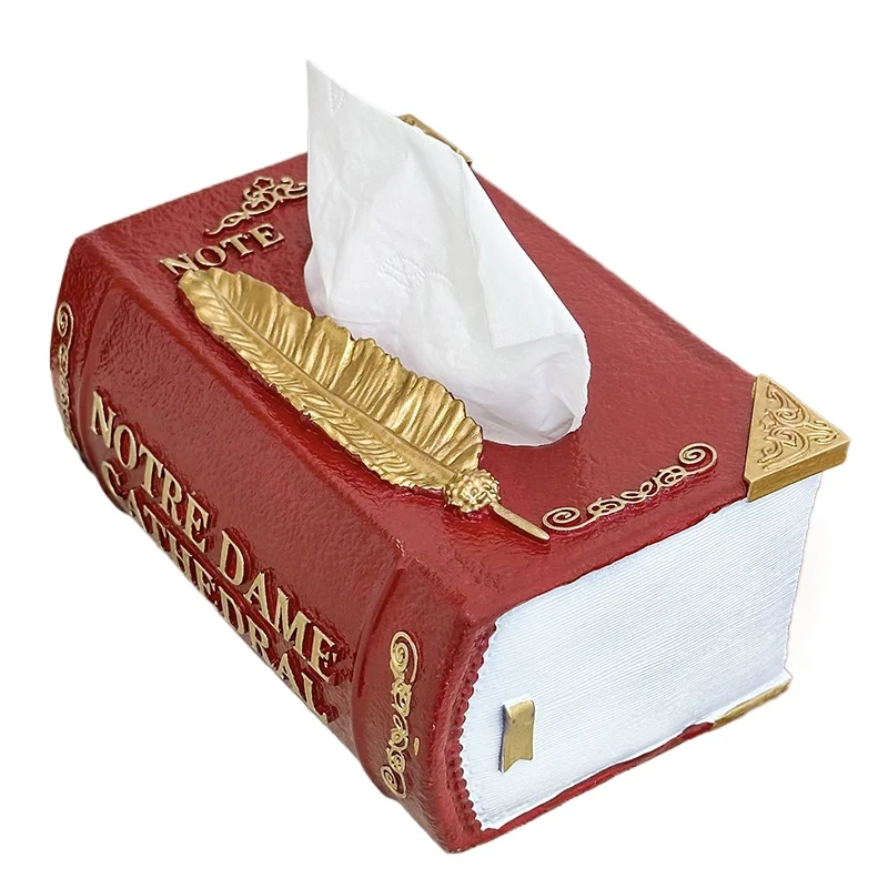 Creative retro book tissue box, home living room coffee table decoration, desktop paper box, high-end paper storage box