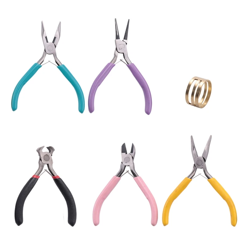 5 Pcs Jewelry Pliers Set,Include Needle Nose Pliers/Round Nose Pliers/Chain Nose Pliers/Bent Nose Pliers/Zipper Pliers