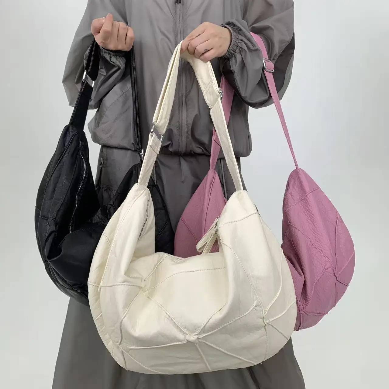 

Y2K модная женская винтажная сумка через плечо в стиле панк, уличная индивидуальная большая вместительная сумка через плечо из веганской кожи