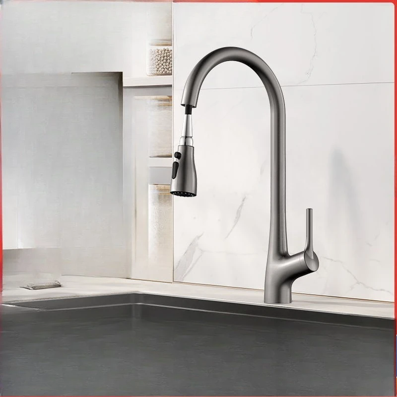 

Pull-out faucet, hot and cold, kitchen, refined copper, sink, faucet, splash proof