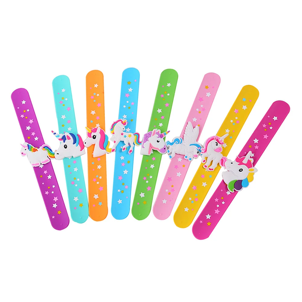 

12Pcs Silicone Unicorn Slap Bracelets Safe Soft Snap Wristbands Birthday Party Favors Kids Reward Gifts Unicorn Slap Wristband