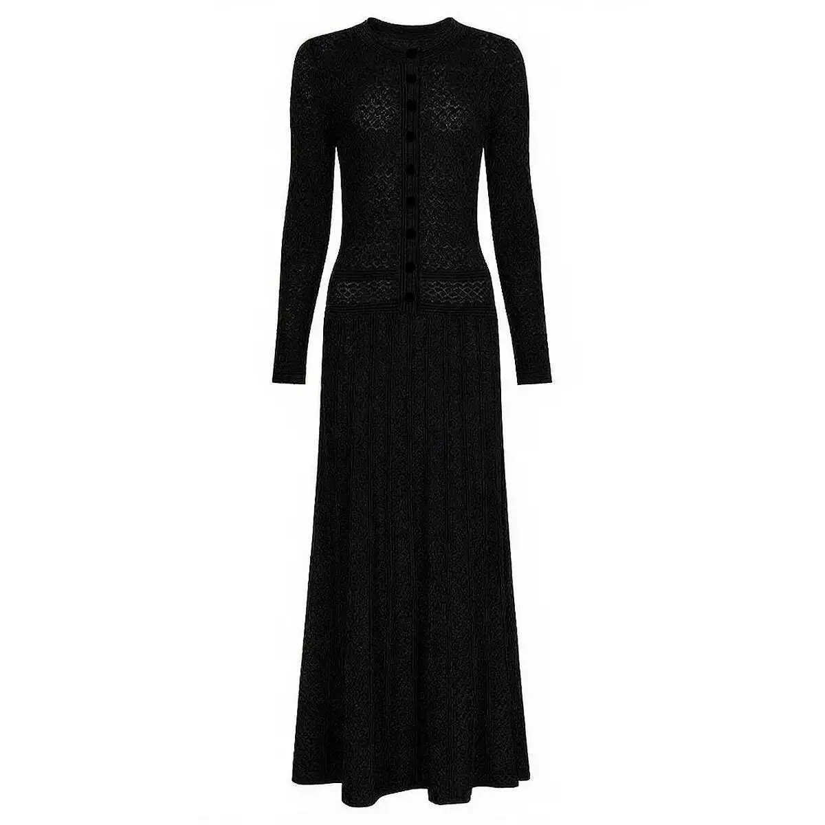 LEOSOXS Długie Rękawy Modne Dopasowane Sukienki Dzianinowe Zapięcie Perłowym Dekolt Okrągły Odzież Damska Obcisła Seksowna Długa Suknia Jesienna Elegancka Impreza