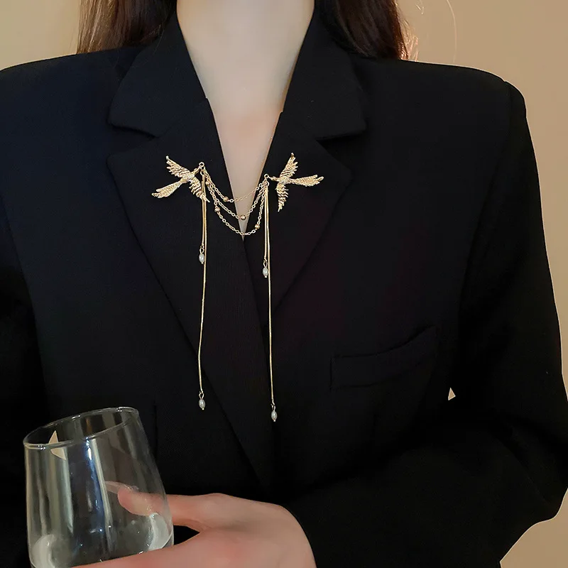 Fire Phoenix Brooch Pins For Women Men Animal New Corsage Clothes Accessories Gifts Delicate Long Fringe Brooches