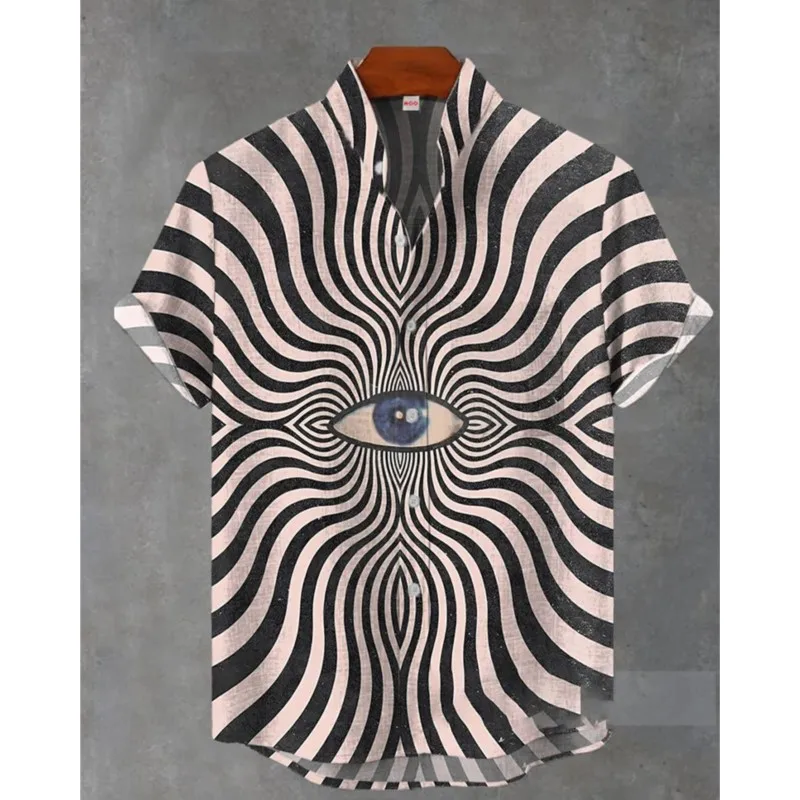 Summer Fashion Men's Linen Short Sleeved Shirt Retro Animal Tiger Print Street Casual Daily Men's Shirt Top Hawaiian Shirt Men