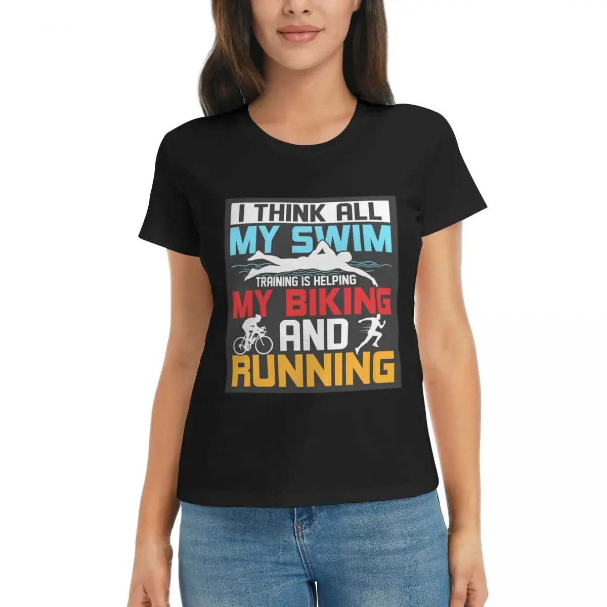 

Women T-Shirt Triathlon Swimming Cycling Running Summer Short Sleeve Tees Crew Neck Cotton T Shirts Clothes Tops Streetwear