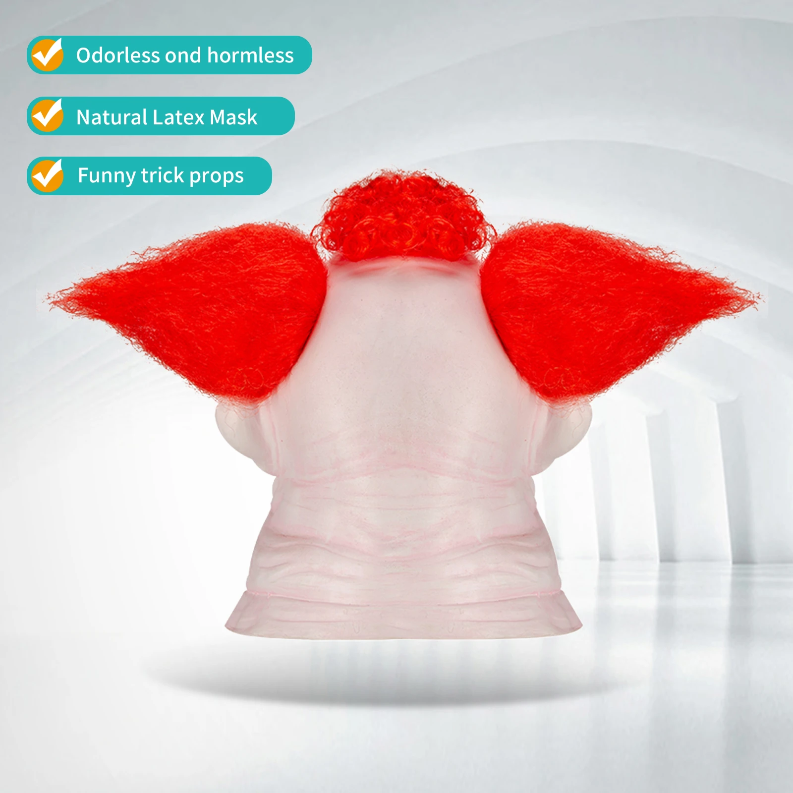 Iconic Killer Klown Mask with 3D Red Hair, Funny Trick Prop for Halloween, Cosplay, Party & Photo Booth Props