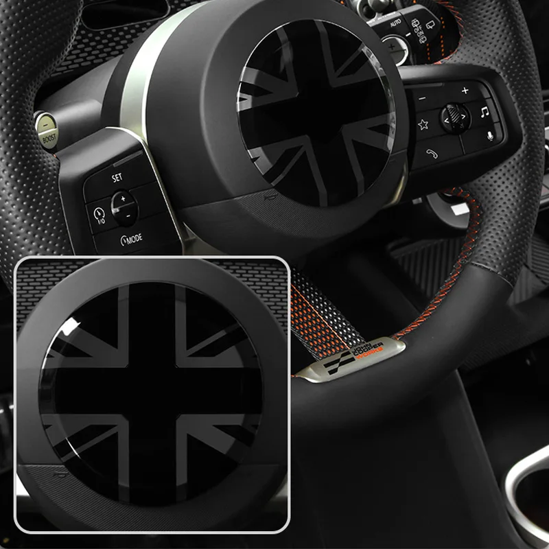 Car Steering Wheel Sticker For Mini Cooper J01 J05 U25 F66 Interior Styling Accessories Union Jack Style Black Red 2024 2025