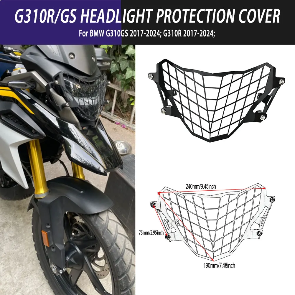

Motorcycle Modification Protection Parts Headlight Guard Grille Cover Protector For BMW G310GS G310R 2017 2018 2019 2020-2024