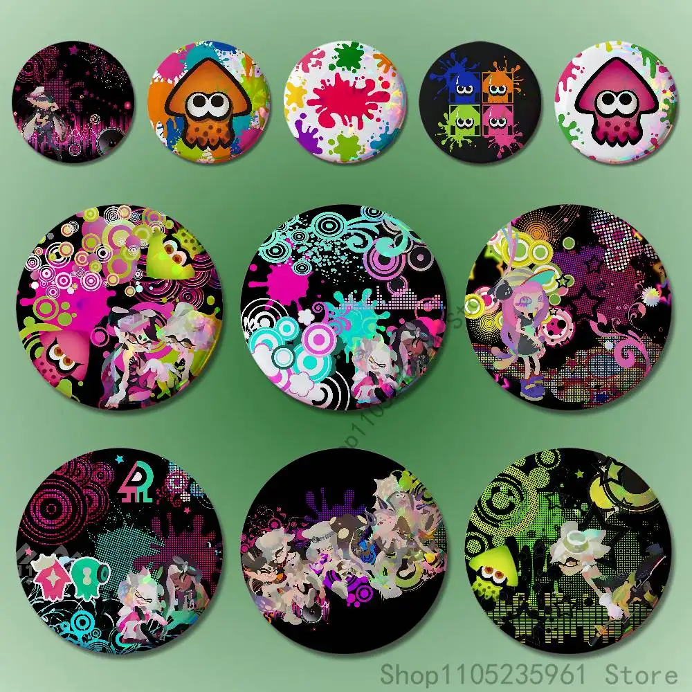 S-SplatoonS Badges 25 32 44 58 75 mm Round Cosplay Pin Fans Collect Friends Gifts Brooch Souvenir Custom