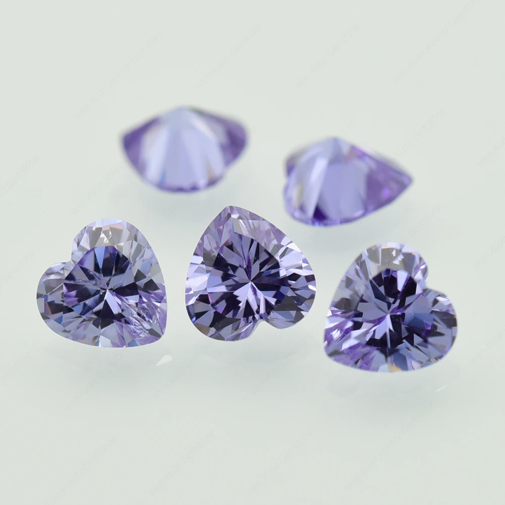 CZ Stone Lavender Loose Cubic Zirconia Heart shape Cut 2x2-15x15mm Synthetic Gems DIY for Jewelry