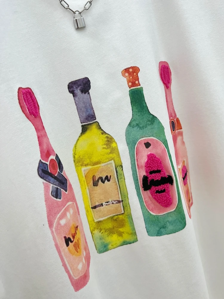 plus Size 300 Pou Large Version Loose Fit Pure Cotton round Ne ort Sve T-irt Women Summer Unique Print f Sv...