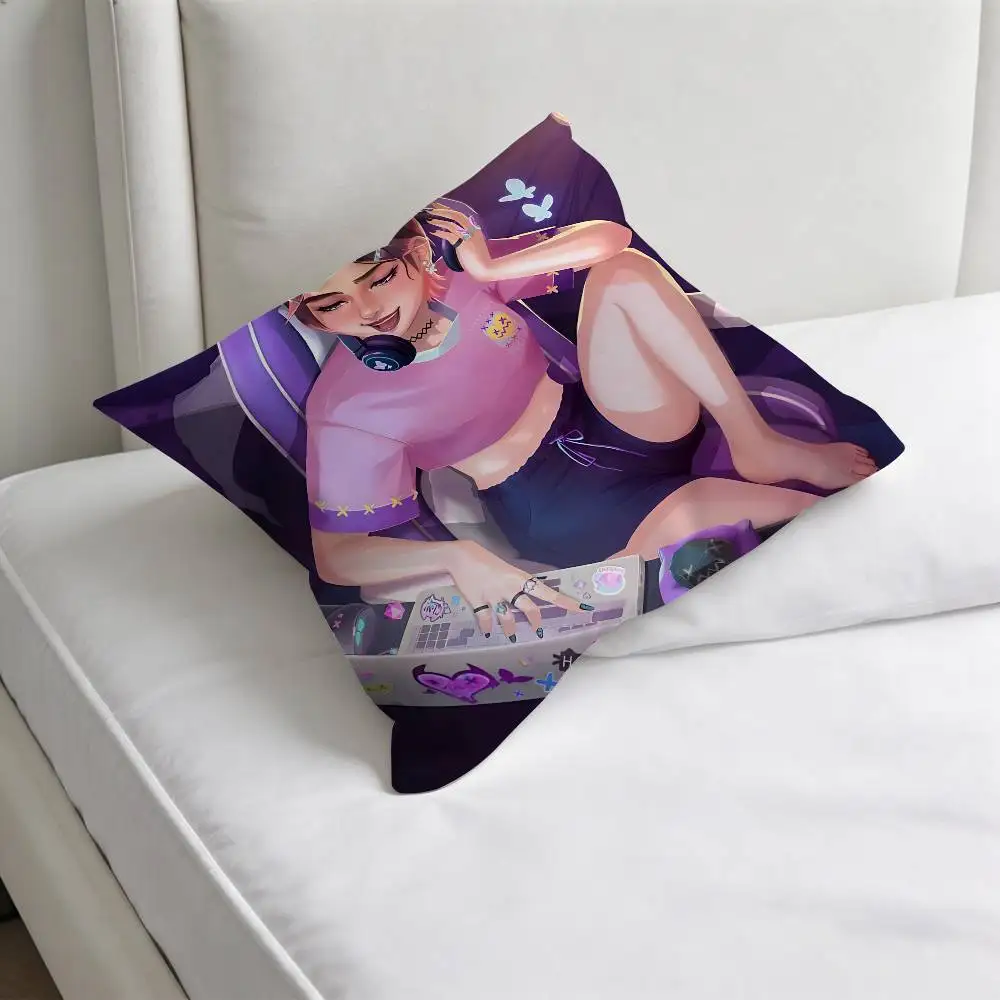 HOT Game V-ValorantS Decorative Square Pillow Cover Modern Cushion Case for Living Room Bedroom 3