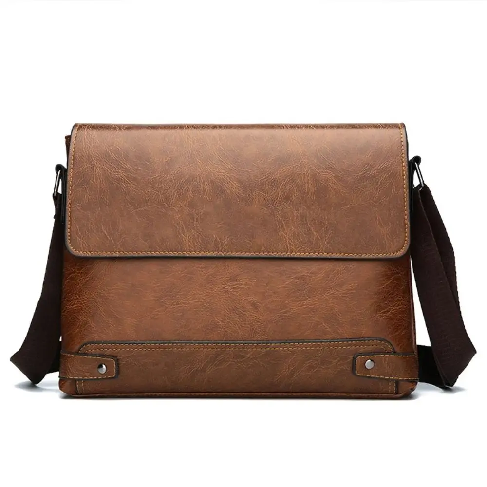 New Retro Men Business Briefcase PU Leather Waterproof Laptop Shoulder Bag Tote Bag Messenger Crossbody Bag Computer Bag