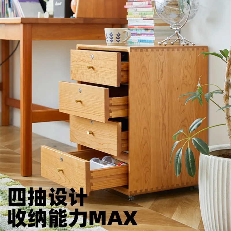 Moment wood solid wood file cabinet removable storage four chest cabinet under desk with lock drawer cabinet bedside table