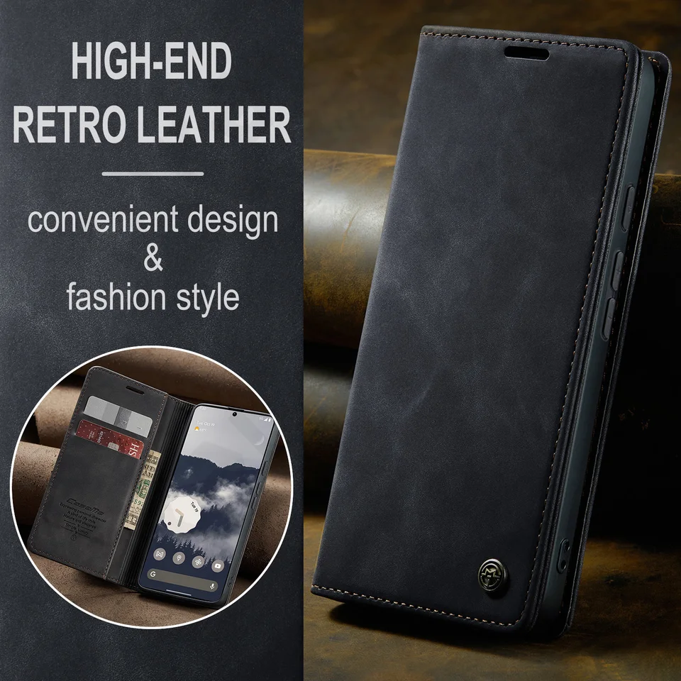 Funda de cuero con soporte, ranura para tarjetas y tapa magnética para Google Pixel 11 Pro XL 10 9 8 Pro XL 10A 9A 3