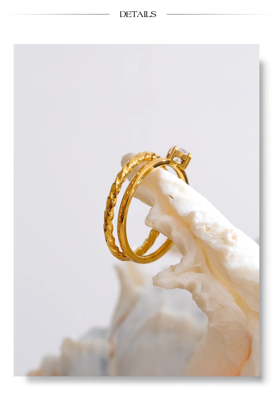 Yhpup Size 6789 Wholesale Lots Double-Layer Stacking Zircon Finger Ring Daily Classic Style Stainless Steel Chic Women Jewelry