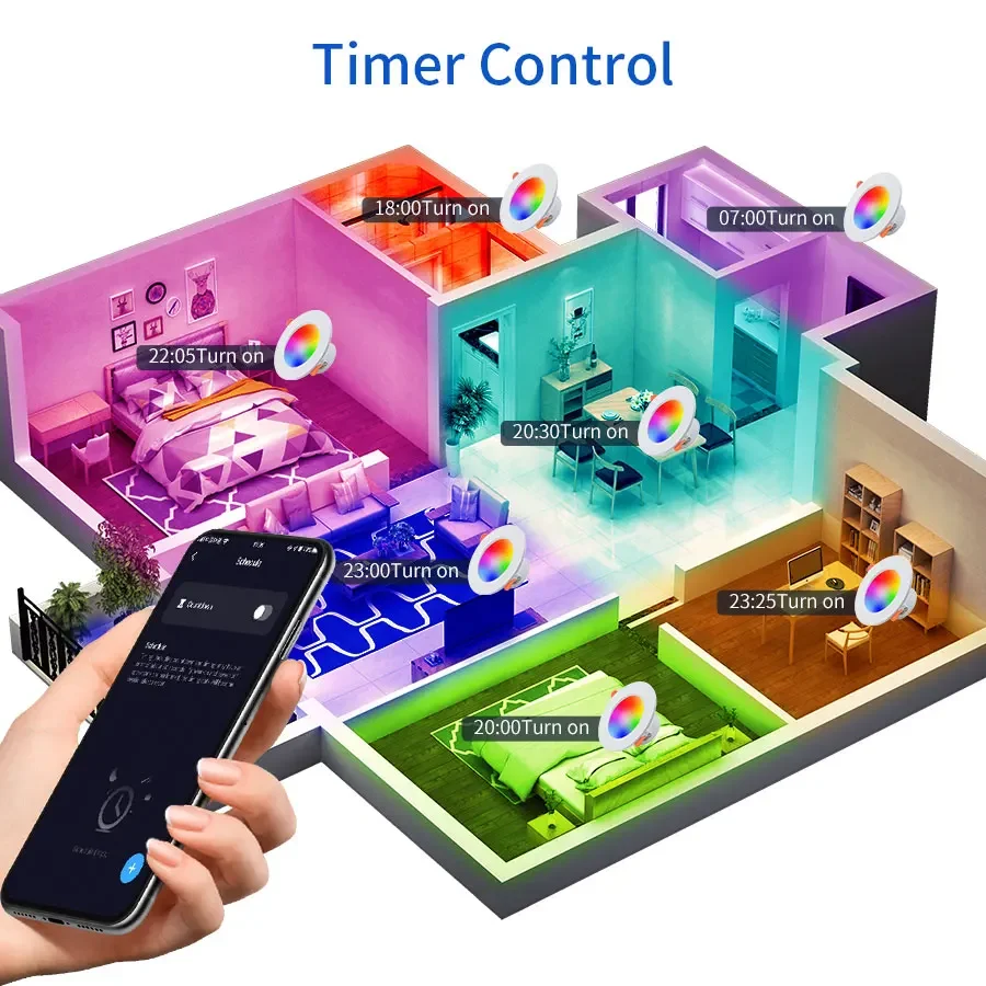 Tuya Bluetooth Smart LED Downlight 10W Smart Life APP LED Lamp Bulb Dimmable RGB RF 2.4G Remote Group Control Led Spot Lights