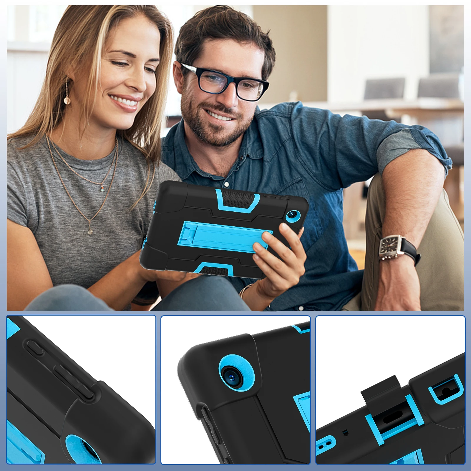 Funda con soporte integrado para tableta TCL Tab 8 LE, 9137W, 2023, WiFi, 9132X, 8,0 pulgadas, protección de 3 capas, Funda resistente a prueba de golpes