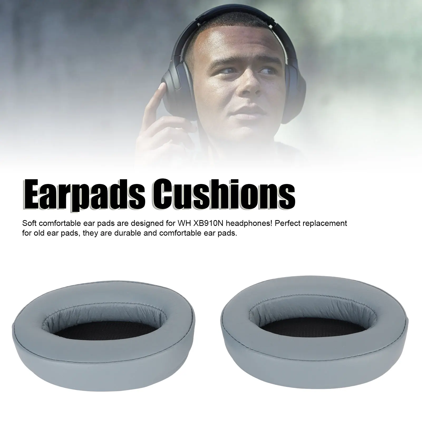 Ohrpolster, Kissen, Ohrpolster, Ersatz, weiches Proteinleder, Geräuschisolierung, Schaumstoff, verdickte Ohrpolster für WH XB910N Kopfhörer