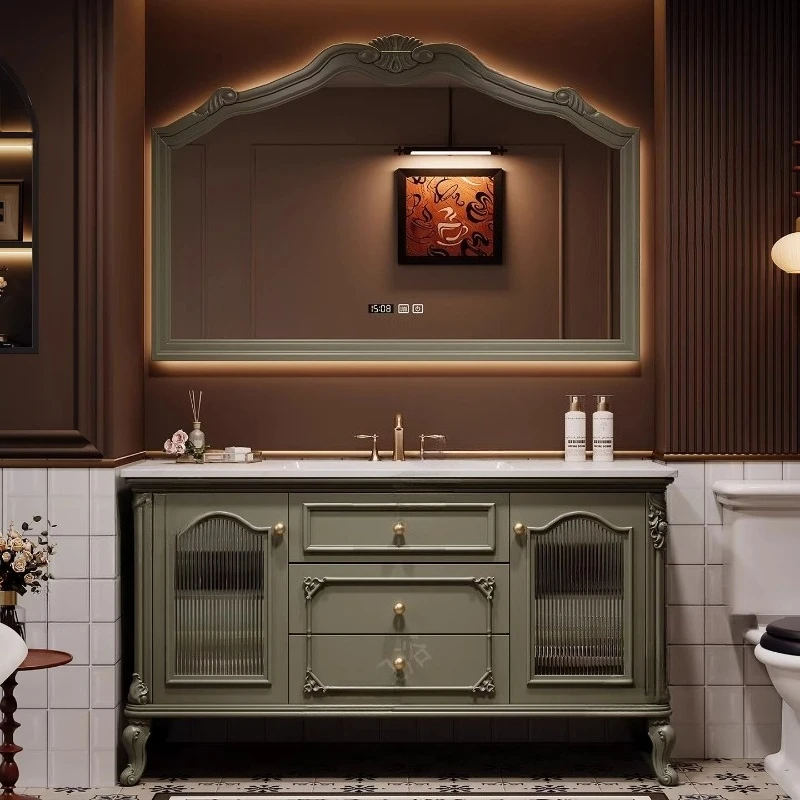 

Ретро-тумбы для ванной комнаты в скандинавском стиле, комбинированные тумбы для унитаза и раковины, современная деревянная мебель для ванной Cassetta Bagno MH40YSG