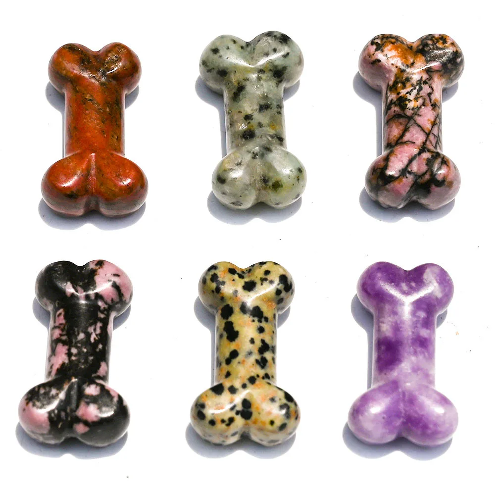 Cross-border supply Natural crystal stone carved bone 35mm jade bone mini ornament DIY jewelry material