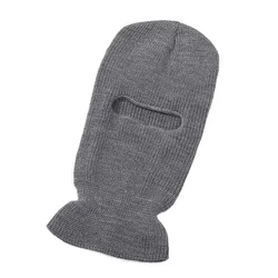 Full Face One Hole Ski Mask Knitted Balaclava Winter Neck Snood Hood Grey Blue Black Red Neon Yellow Green Orange