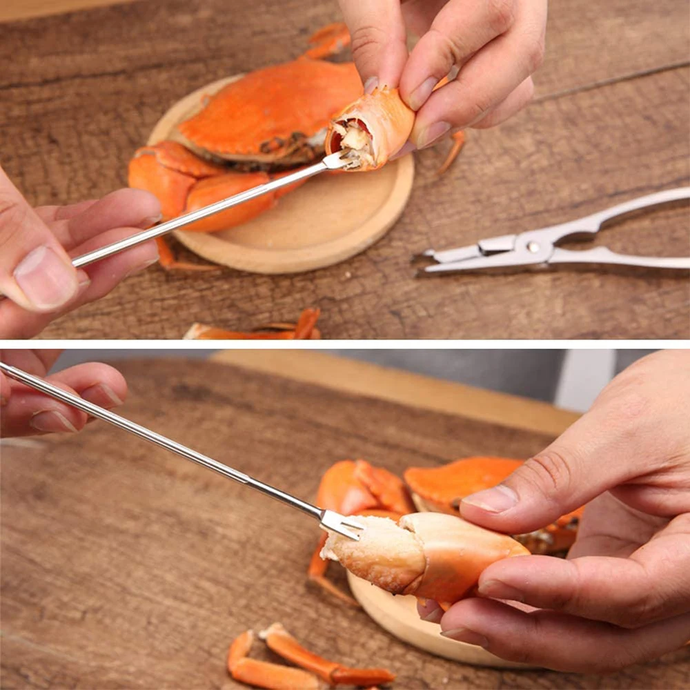 Forchette per aragoste robuste e di alta qualità, Set di strumenti per frutti di mare, strumento di raccolta forchetta per frutta Clip per noci in acciaio inossidabile gadget da cucina