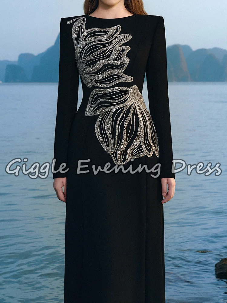 فساتين Giggle Fashion Designer Party Vestido للسيدات بأكمام طويلة وألماس فاخر مطرز بالكريستال طويل للسهرة حسب الطلب #2