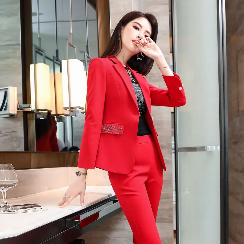 Fashion Women's Suit Spring and Autumn Korean Version New Slim Professional Temperament Small Suit Elegant Women's Two-piece Set