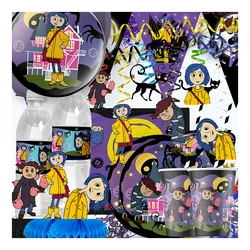 Coraline & The Secret Door Birthday Party Decoration Supplie Cake Decoration Banner Balloon Background Halloween Baby Shower