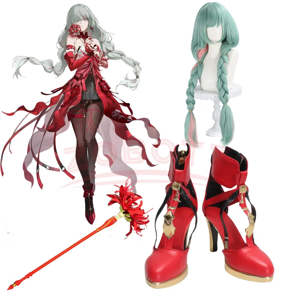 

Game Wuthering Waves Phrolova Cosplay Shoes Boots Red PU Leather High Shoes Halloween Roleplay Party Accessories For Women Girls