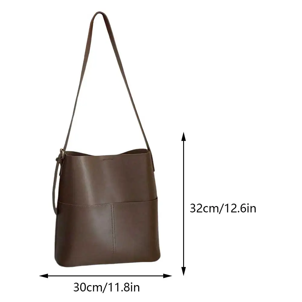 Women Leather Bucket Bag Versatile Shoulder Tote Bag Satchel Hobo Bag Multi Pocket PU Crossbody Bag Travel Bag Shopper Bag