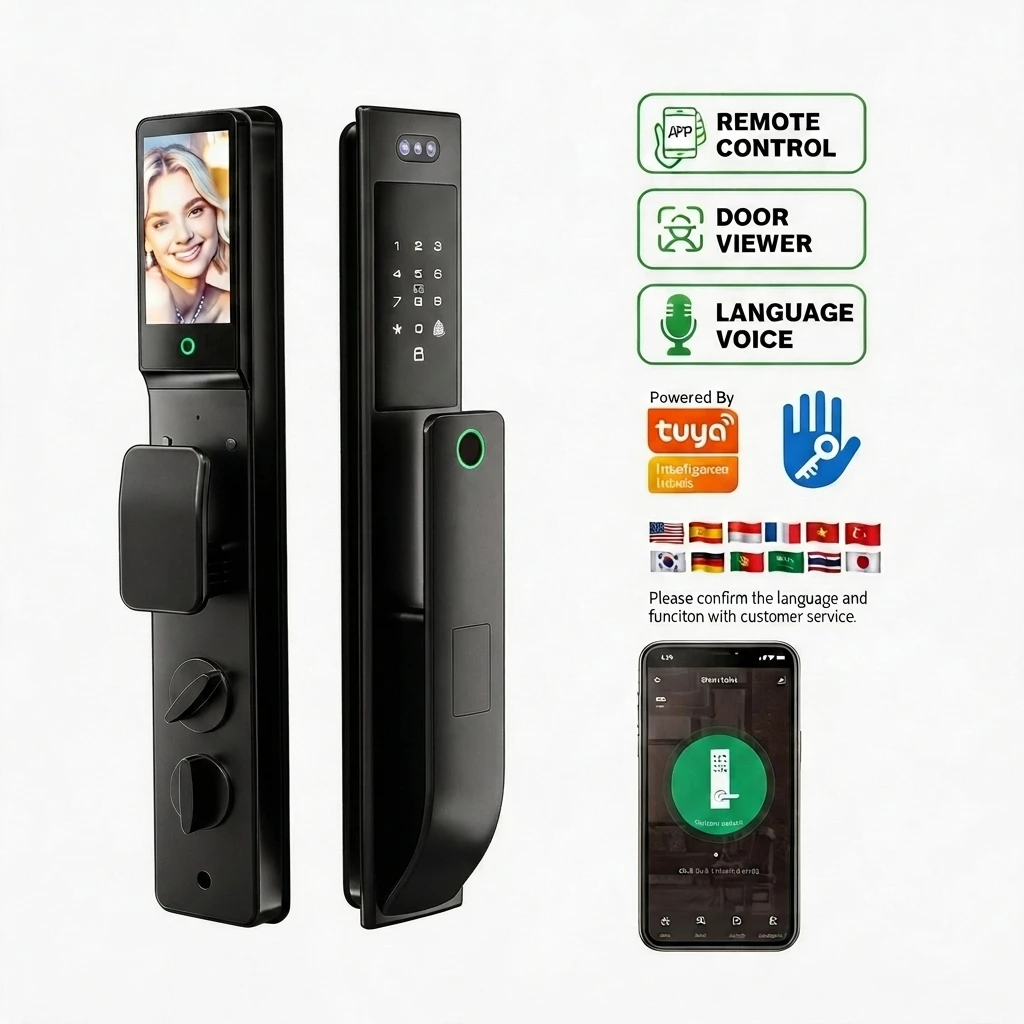 

Face Recognition Palm Vein Tuya Wifi Remote Fingerprint Door Lock Password Security Active Unlock Wooden Door Lock