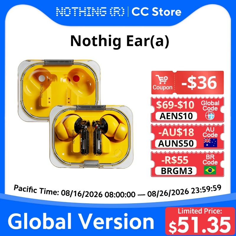 New Global Version Nothing Ear (a) wireless Earphone 45dB Active Noise Canceling ANC Dynamic Fashion Design Bluetooth Earphone
